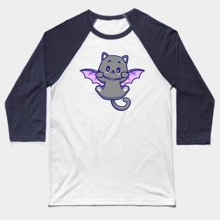 Cute Cat Bat Flying Cartoon Baseball T-Shirt